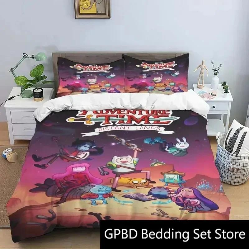 3D Print Cartoon Adventure Time Bedding Set Double Twin King Duvet Cover Comforter Pillowcase Boys Girls Adults Bedroom