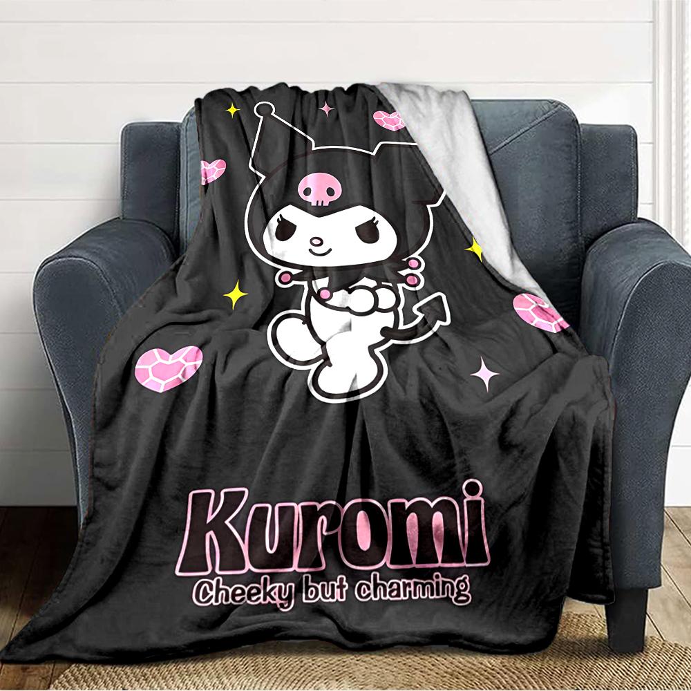 1pc Sanrio Kuromi6 Blanket, Gift, for Men and Women, Soft Blanket, Good for Sofa Bed Couch Travel, Lightweight Flannel Blanket