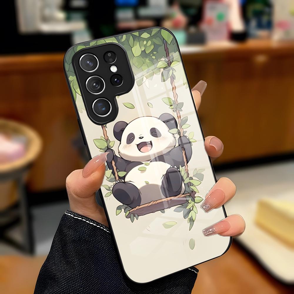 Cute Panda Phone Case For Samsung A25 A13 A33 5G A54 A36 A35 A56 A52 A14 Shockproof Glass Cover