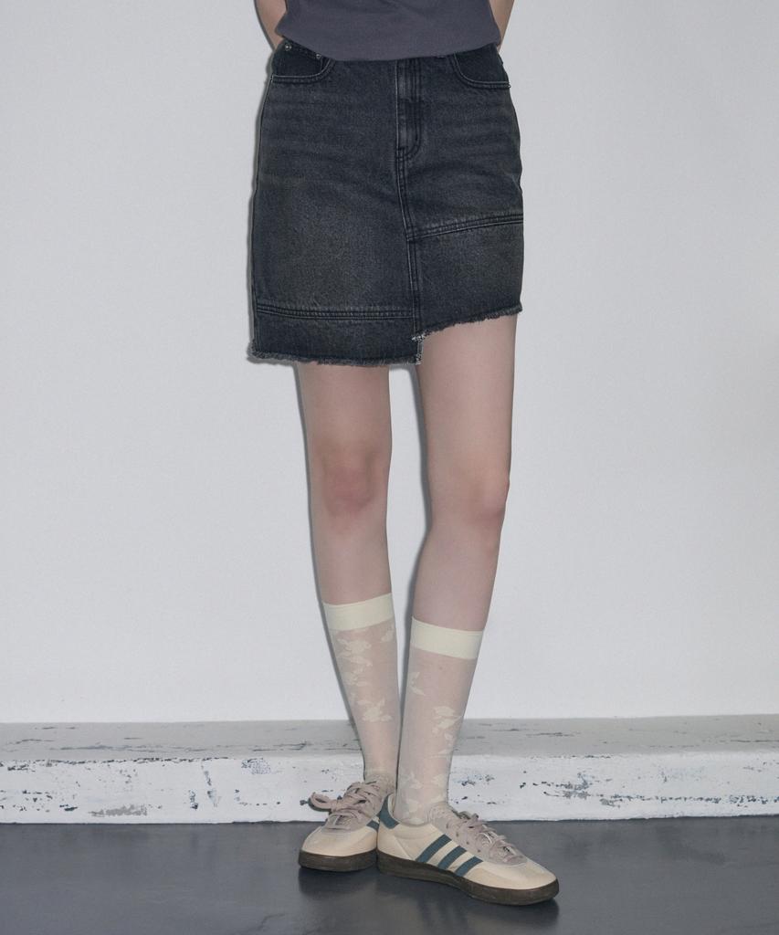 Ledeoli Divide Denim Mini Skirt [Light Blue]
