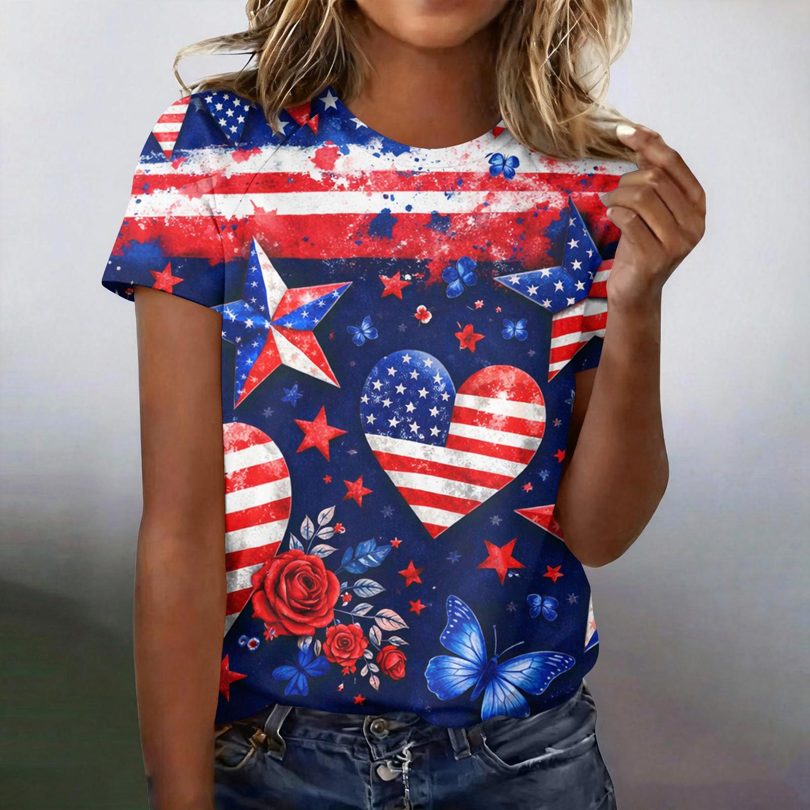 Women s Casual Fashion Short-Sleeve Raglan Sleeve Printed T-Shirt Top S тёмно-синий