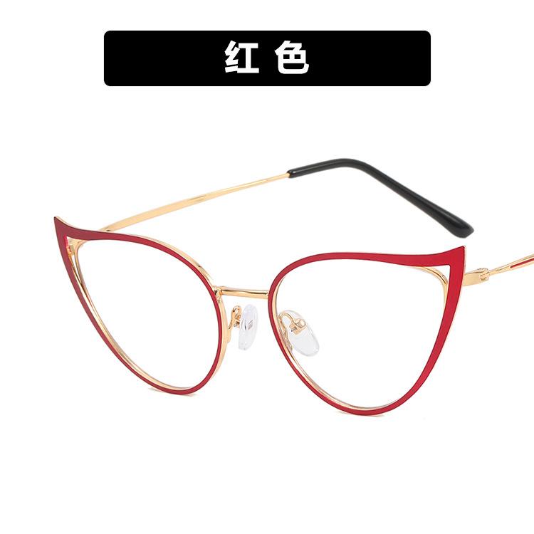 

Раскрашенная полая оправа для очков «кошачий глаз» с защитой от синего света, женская модная трендовая металлическая плоская зеркальная Picture красный