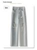 2025 Women's Rhinestone Ripped Jeans: Retro Straight & Loose Wide-Leg Styles for Spring and Autumn