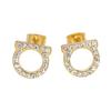 EVISPOL 2Pcs of Simple and Luxurious D-shaped Stainless Steel Stud Eearrings Inlaid Sparkling Cubic Zircon Ear Piering Jewelry