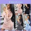Winter Long Women Sleeve Fluffy Sweater Tops Ladies Party Bodycon Dress Jumper