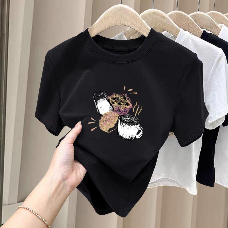 Women's Thickened Pure Cotton Brushed Short Sleeve T-shirt - Stylish Base Layer for Spring, Autumn, and Winter