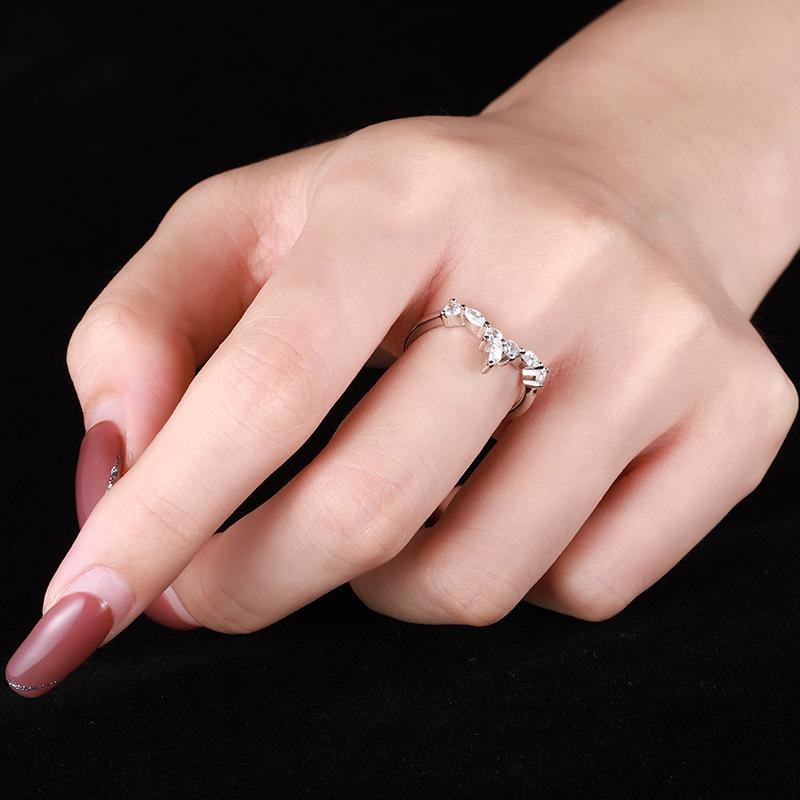 Tancise Women Classic 925 Sterling Silver  Zircon Ring Ladies Jewelry Wedding Promise Party Gift