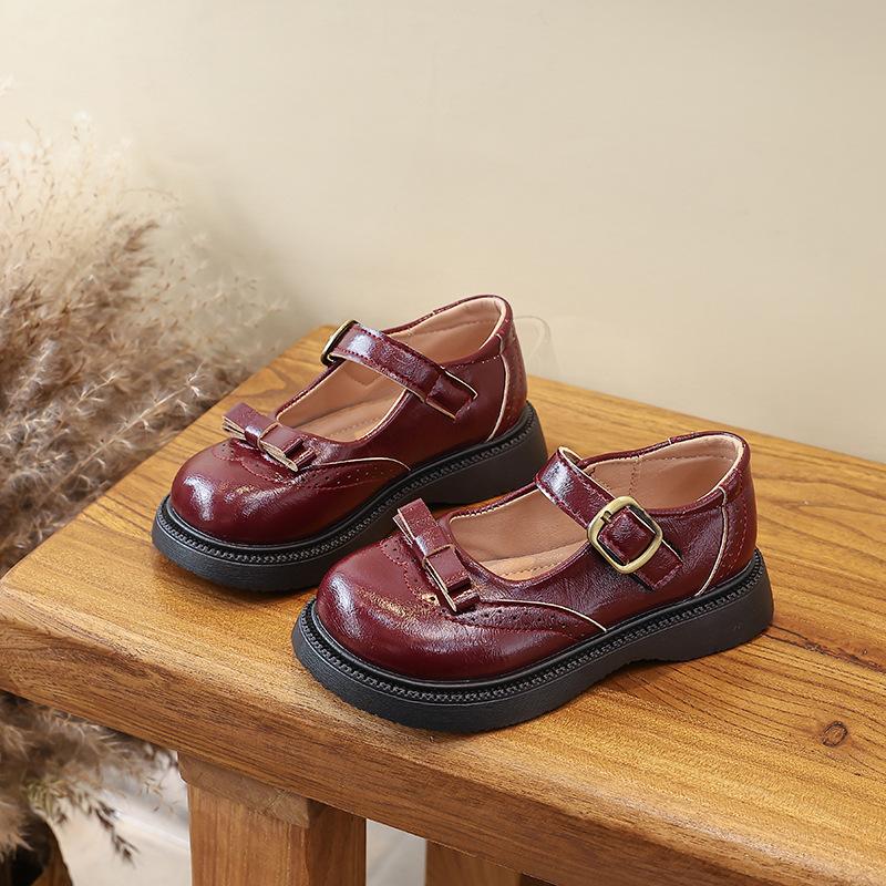 New Spring Girls British Mary Jane Shoes Soft Sole Anti Slip T Strap Buckle Flat Shoes