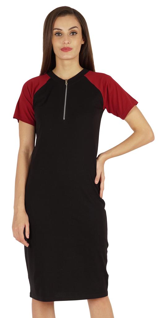 Inkmeso Solid Short Raglan Sleeves Dress For Women  s Summer Casual Sporty Bodycon T-Shirt