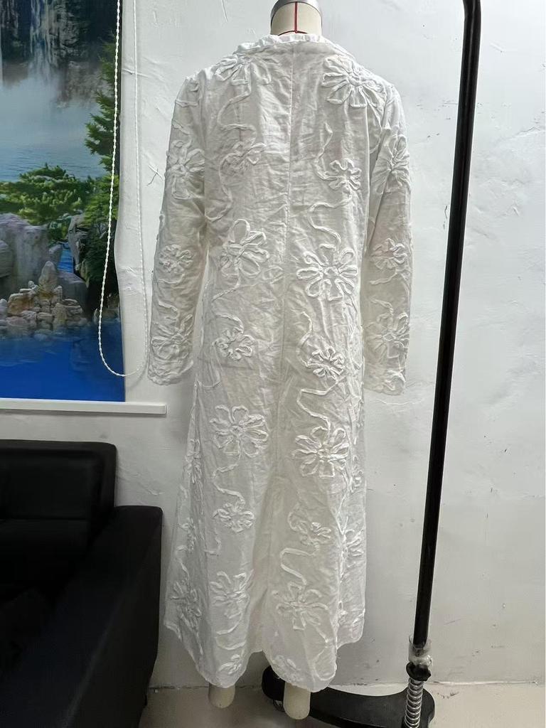 2026 Spring/Summer Fashion Lace Embroidery Cotton Linen Long Dress