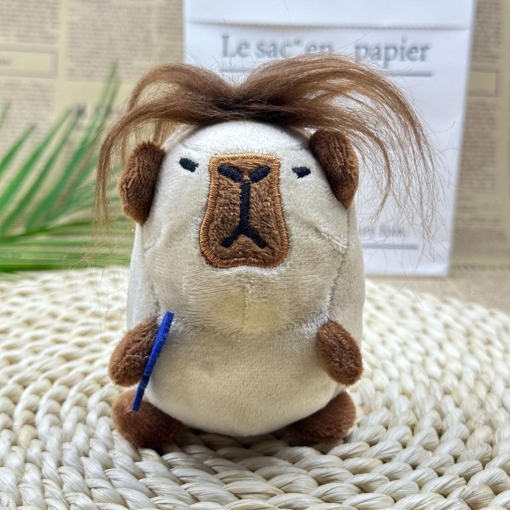 Creative Cute Stuffed Capybara Keychain Long-haired Capybara Doll Pendant Capybara Worm Doll Pendant Keychain Plush Toy