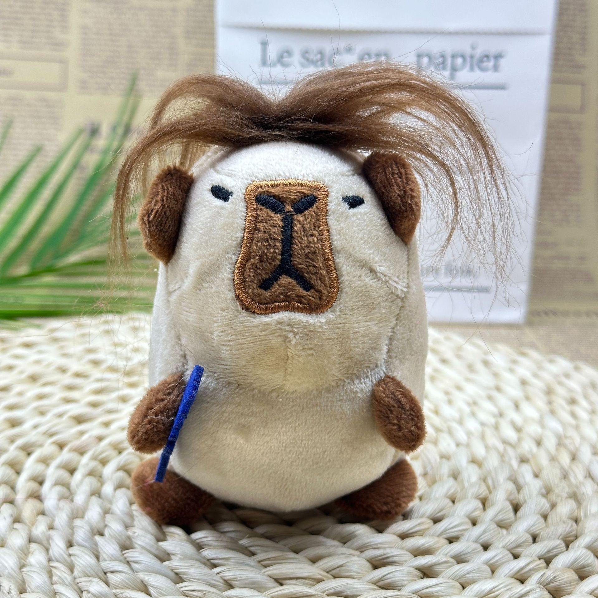 Creative Cute Stuffed Capybara Keychain Long-haired Capybara Doll Pendant Capybara Worm Doll Pendant Keychain Plush Toy