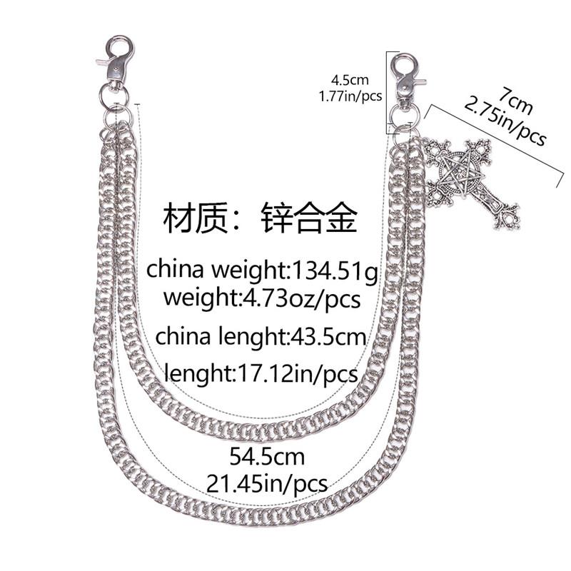 Fashion Punk Metal Pants Chain Hip Hop Waist Chain Cross Pendant Jeans Chain For Men Women Accessories Gifts