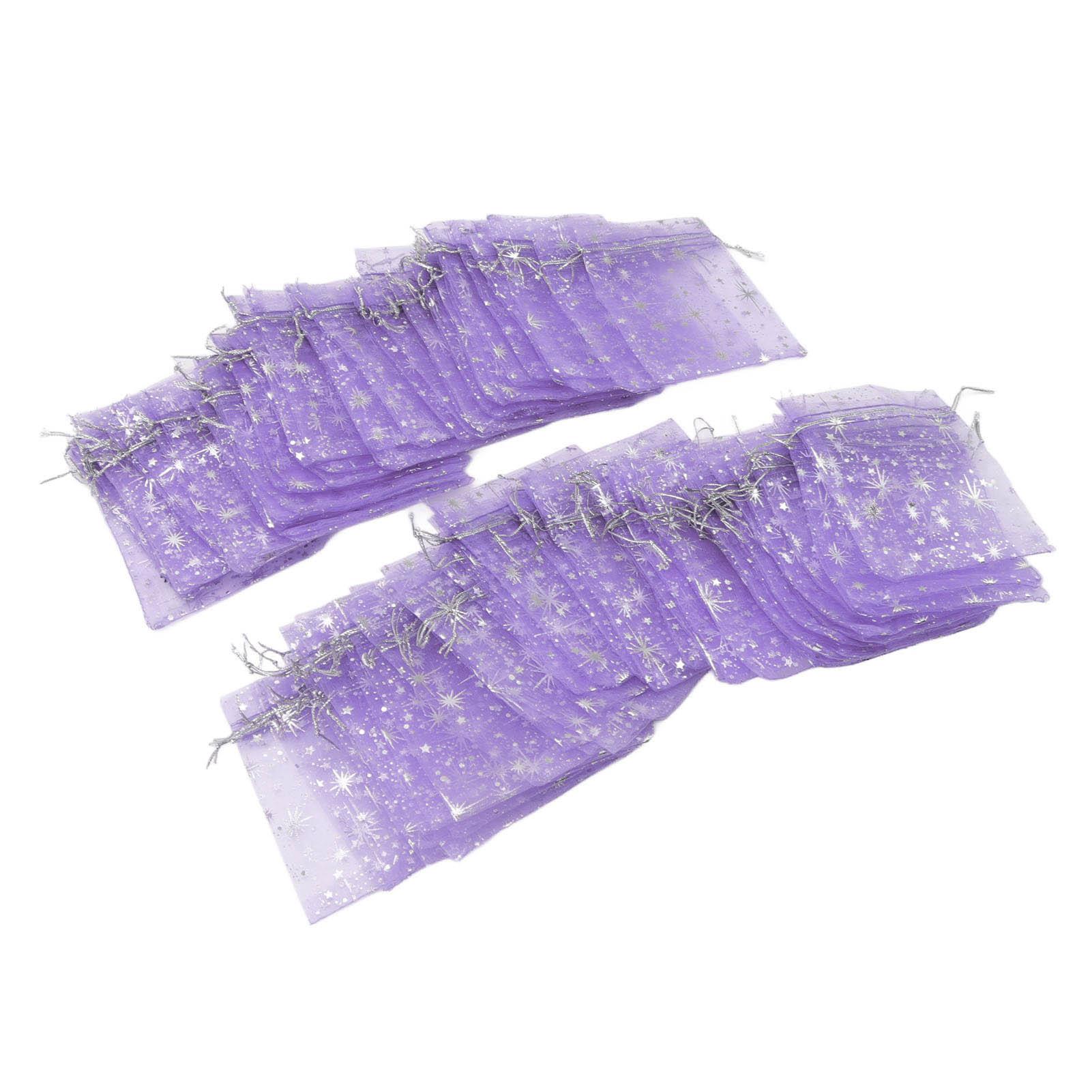 

50 шт. прозрачная сетчатая сумка на шнурке с изысканным узором в виде звезды, прозрачные подарочные пакеты для свадебной церкви фиолетовый