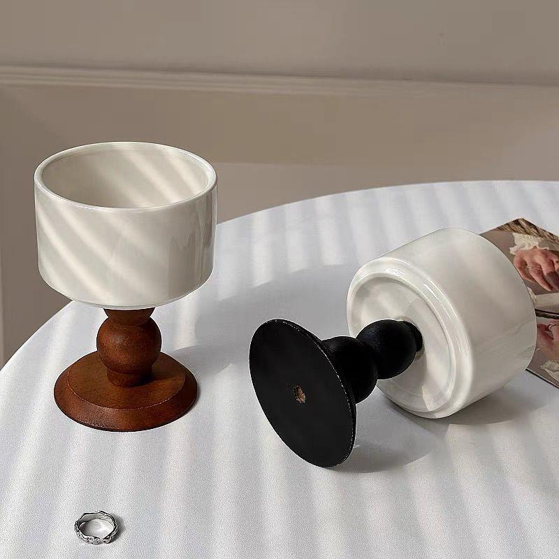 Vintage French Scented Candle with Ceramic High-Footed Glass Holder