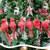 2Pcs Cardinal Clip On Christmas Tree Ornaments Artificial Red Birds Ornament for DIY Christmas Tree