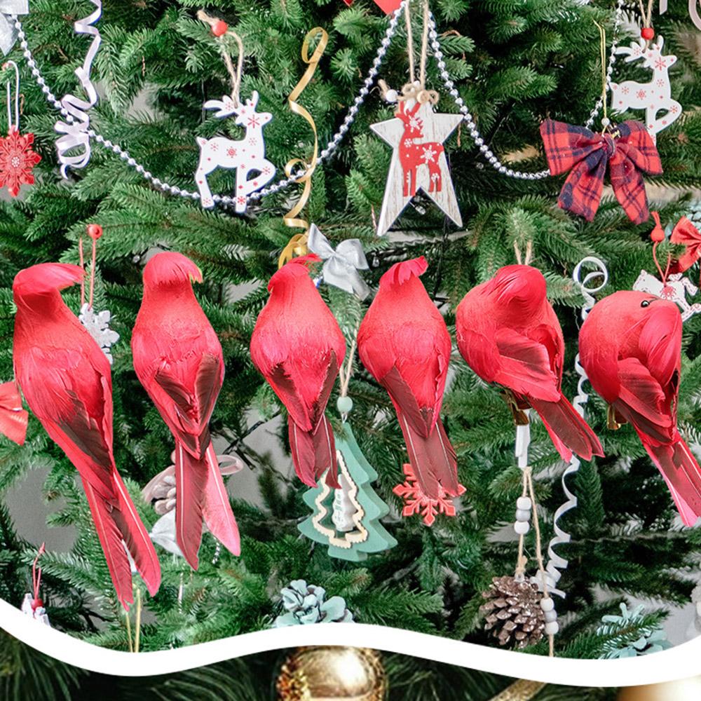 2Pcs Cardinal Clip On Christmas Tree Ornaments Artificial Red Birds Ornament for DIY Christmas Tree
