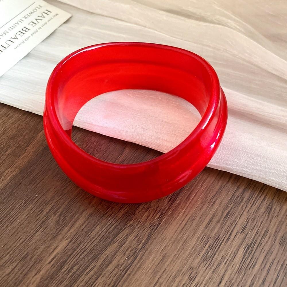 Minority Design Resin Bangle Bohemian Colorful Hand Ring Simple Irregular Wide Bracelet  Girls