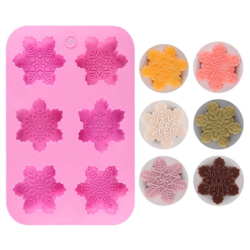 3D Christmas Snowflake Silicone Candle Molds DIY Handmade Soap Chocolate Cake Decoration Baking Mold Christmas Party Gift