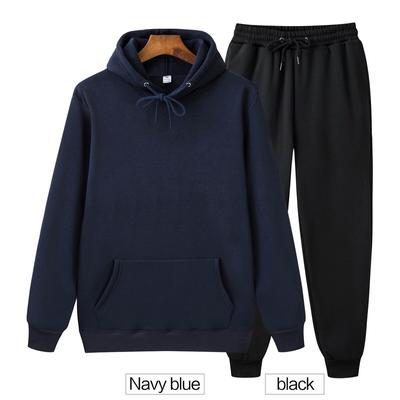 Einfarbiges Langarm-Kapuzenpullover für Herren und Damen, Sportbekleidung, Hoodie, Herbst, Herren-Kapuzenpullover + Hosen-Sets