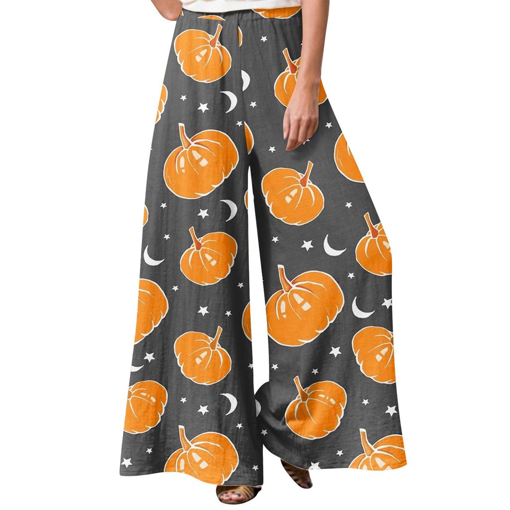 Women's Winter Sweatpants Halloween Printed  Casual Pants Women's Fleece Sweatpants Wide Leg Straight Pants