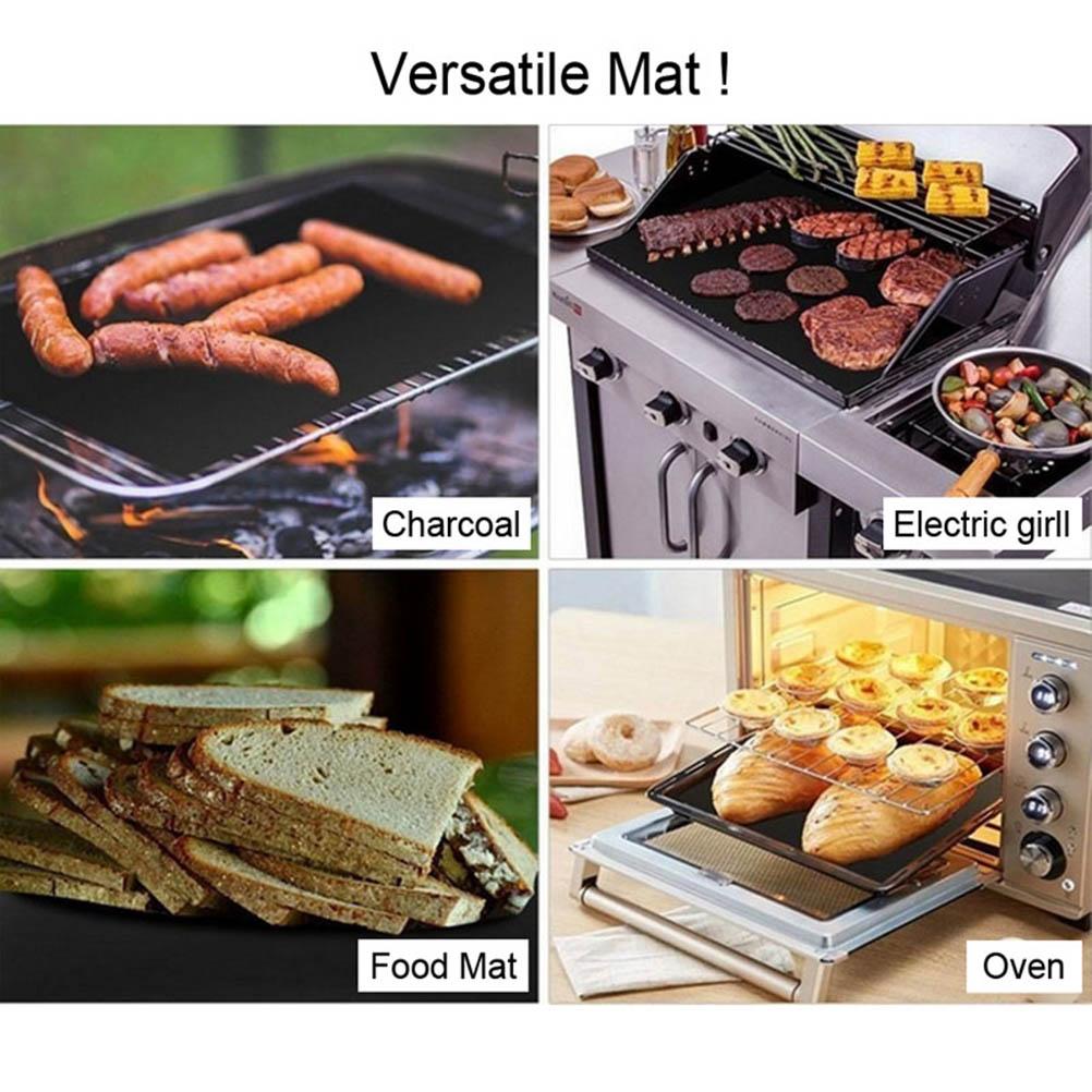 5Pcs Black Fiberglass Non Stick BBQ Grill Mat Heat Resistant
