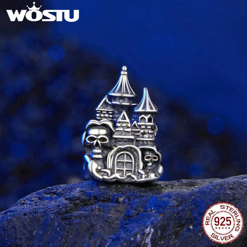 WOSTU 925 Sterling Silver Luminous Pumpkin Charms Elf Witch Pendant Devil's Eye Skull Beads Fit DIY Bracelet Necklace Halloween