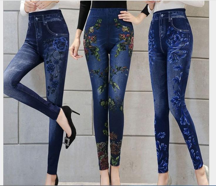 Autumn/Winter Thick Terry Imitation Denim Leggings