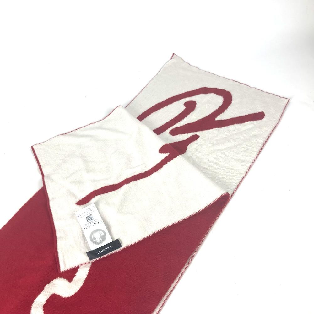 VERSACE Logo Bicolor  Scarf wool Red/White