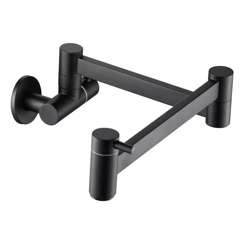 Βρύση Πλήρωσης Κατσαρόλας Ορειχάλκινη Επιτοίχια Μπαταρία Κουζίνας 360 Περιστρεφόμενο Πτυσσόμενο Ρύγχος Βρύση Μονό Κρύο Νερό Μαύρο/Λευκό