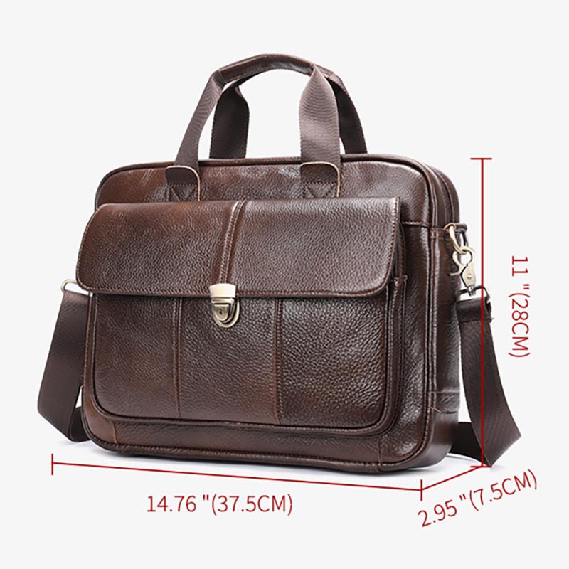 New Men's Briefcase Casual Vintage Genuine Leather Handbag Large-Capacity Business Laptop Bag Crossbody Bag