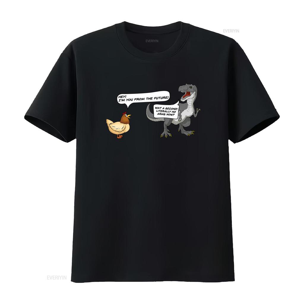T Rex Chicken Funny Dinosaur Quote Novelty Meme Shirt vintage Washed Versatile Slightly Top For Everyday Wear Breathable Casual
