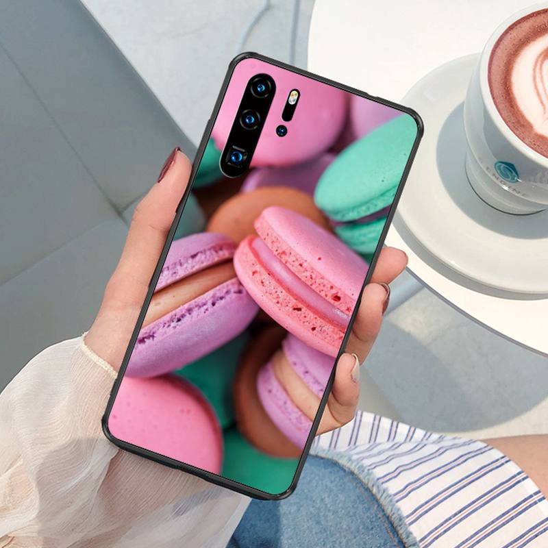Food Pastry Dark Chocolate Cheesecake Macarons Phone Case For XiaoMi RedMi S2 4X 5 Plus 6 7 7A 8 8A 9 9A 10 K40 Phone Cover