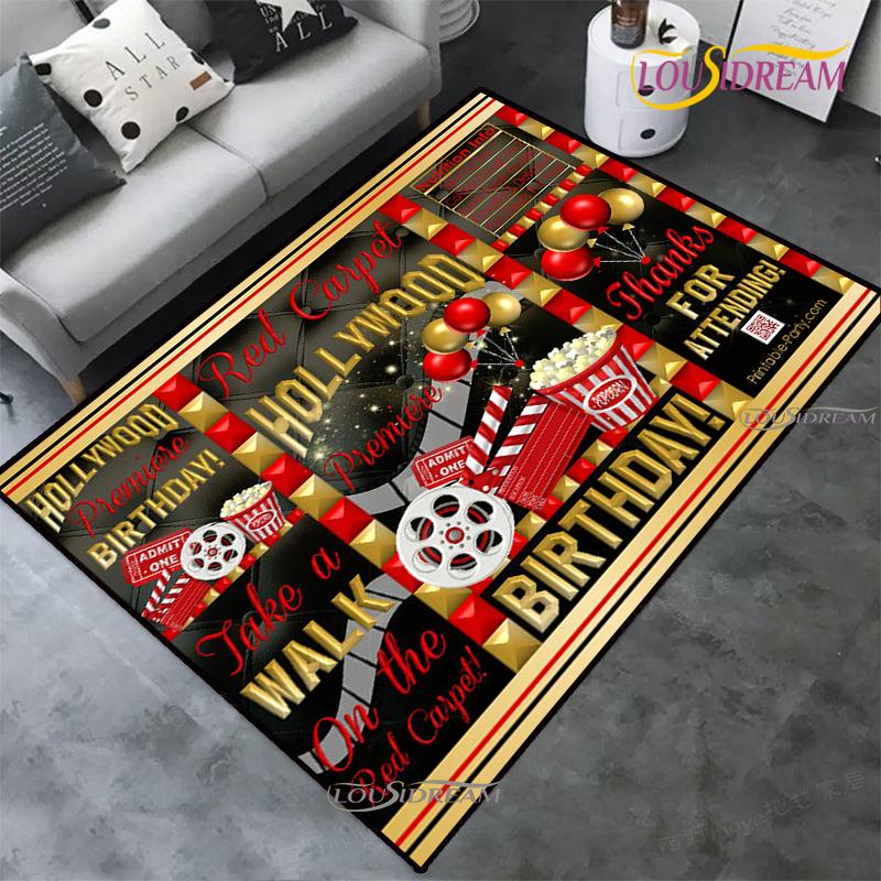 Movie Night Clapboard Area Rug Home Theater Film Art Rugs Cinema Carpet Non-Slip Home Decoration for Bedroom Living Playing Room