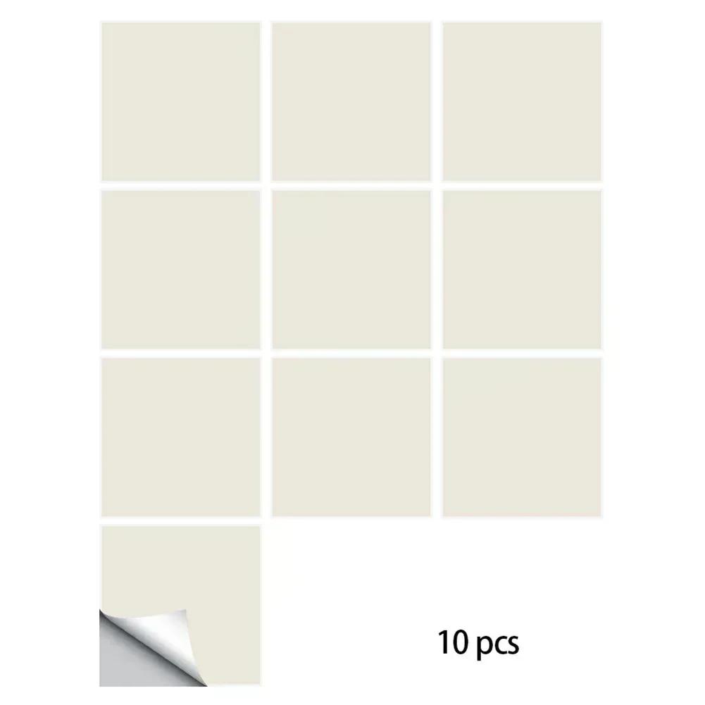 

White PVC Tile Stickers Self-adhesive Backing Thickened PVC Moisture Resistant Oil Resistant Easy Installation бежевий
