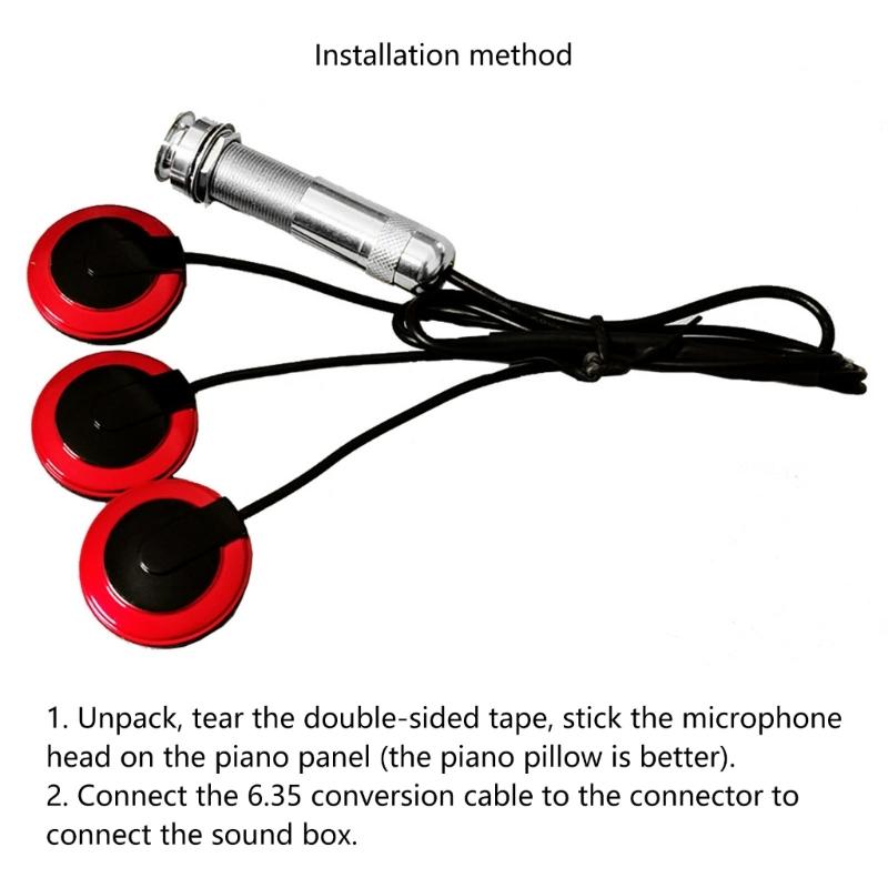 Self-adhesive Kalimba Pickup Piezo Transducer Microphone Contact Piezo Pickup with Buzzer for Thumb Piano Violin Ukulele