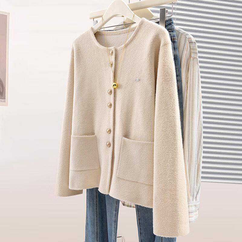 Shechi Elegant Round Neck Wool Blend Short Coat