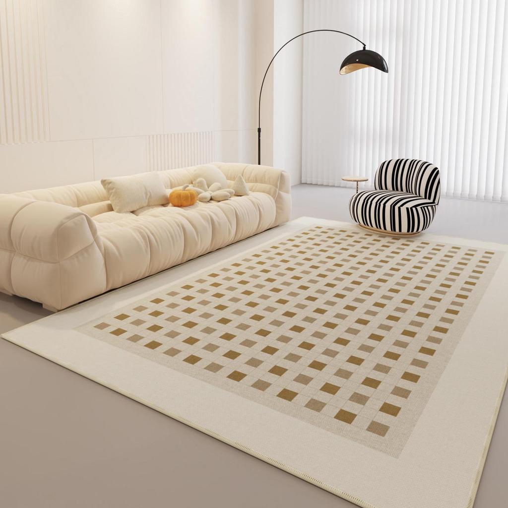 Luxury French-Style Cream Carpet: High-End, Stylish, & Scrubbable for Living Room or Bedroom