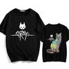 New Stray Game Cat Harajuku Casual T-shirt Men's and Women's Casual Loose Cute Cat Round Neck Cotton Short-sleeved T-shirt