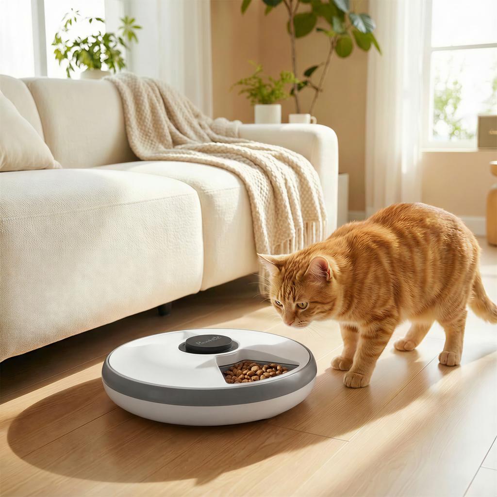Automatic Cat Feeder Programmable Timer for Dry Wet Food Cat Food Dispenser with Ice Pack for 6 Meals