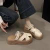 High-end Silver Two-wear Hollow Bag Head Half Slippers Women's 2025 Summer Wear with Skirt Pearl One-pedal Sandals