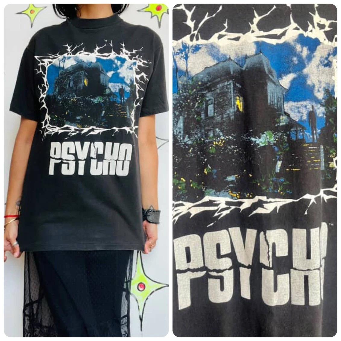 Vintage 80s 90s Psycho Horror Movie T-Shirt – Single Stitch – Rare – Men’s 38-40 S