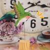 Wood Carving Hummingbird Ornament with Tree Stump/Bell Handcrafted Bird Figurine Statue Sculpture