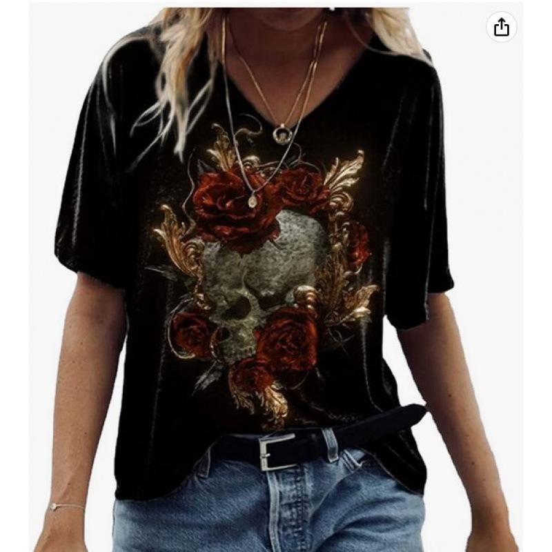 Street Trend T-Shirt For Men And Women, Summer Casual Loose Sports Style 3D Printing Short-Sleeved V-Neck T-Shirt