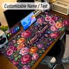 Mouse Pad Personalizado Tema Jardim Florido Texto com Nome Personalizado Base Antiderrapante Para Laptop Mesa de Escritório