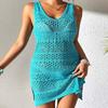 Elegant Knitted Hollowed Out Vest Dress Comfortable Beach Cover Up Dress for Pool Parties and Beach Vacation