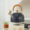 Bouilloire à sifflet, Théières pour cuisinière en acier inoxydable de qualité alimentaire avec motif bois Poignée pliable, Bouilloire à sifflet fort