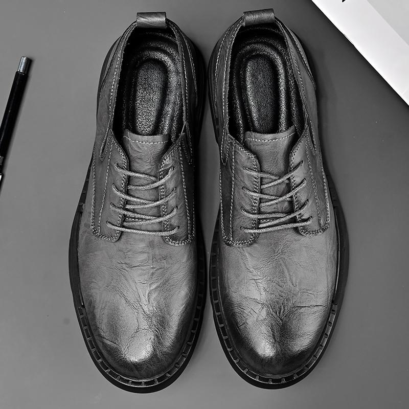 2024 New Lace Up Cowhide Mountaineering Shoes Men's Casual Work Shoes High Quality Brand Fashion Business Casual Leather Shoes