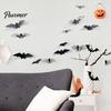 Folded Paper Bat Halloween 3D Wall Stickers, Flying Immersive Decoration Decals, Spooky Art for Home Party Haunted House Thick