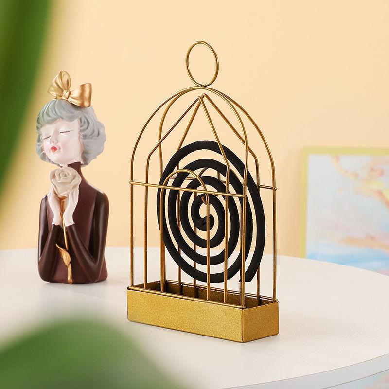 Creative Iron Triangle Birdcage Mosquito Coil & Incense Burner with Ash Catcher
